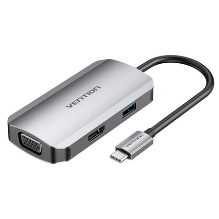 Docking USB-C Vention TOAHB/ 1xHDMI/ 1xVGA/ 1xUSB/ 1xUSB-C PD/ Cinza