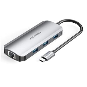 Docking USB-C Vention TOHHB/ 1xHDMI/ 3xUSB/ 1xRJ45/ 1xUSB-C PD