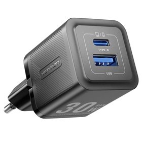 Carregador de Parede GaN Vention FEQB0-EU/ 1xUSB-C/ 1xUSB/ 30W