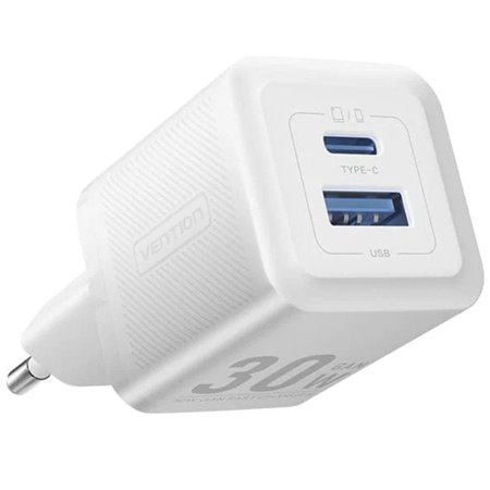 Carregador de Parede GaN Vention FEQW0-EU/ 1xUSB-C/ 1xUSB/ 30W