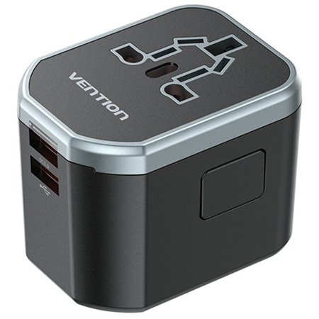 Carregador de Parede Universal Vention FJCB0/ Tomada de Corrente Universal/ 1xUSB-C/ 2xUSB/ 20W