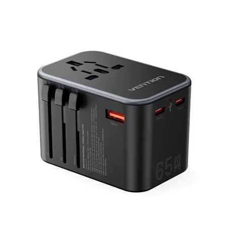 Carregador de Parede Universal Vention FJDB0/ Tomada de Corrente Universal/ 2xUSB-C/ 1xUSB/ 65W