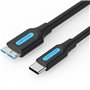 Cabo USB 3.0 Vention CQABF/ MicroUSB Macho - USB-C Macho/ 5Gbps/ 1m/ Preto