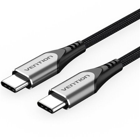 Cabo USB 2.0 USB-C Vention TADHF/ USB-C Macho - USB-C Macho/ Até 60W/ 480Mbps/ 1m/ Cinza