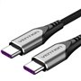 Cabo USB 2.0 USB-C Vention TAEHG/ USB-C Macho - USB-C Macho/ Até 100W/ 480Mbps/ 1.5m/ Cinza