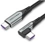 Cabo USB 2.0 USB-C 90º Vention TAKHF/ USB-C Macho - USB-C Macho/ Até 100W/ 480Mbps/ 1m/ Cinza