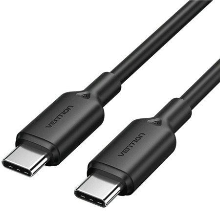 Cabo USB 2.0 USB-C 3A Vention TRCBF/ USB-C Macho - USB-C Macho/ Até 60W/ 480Mbps/ 1m/ Preto