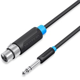 Cabo Stereo Vention BBEBI/ Jack 6.5 Macho - XLR Fêmea/ 3m/ Preto