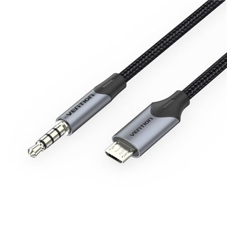 Cabo Audio Vention BDGBG/ MicroUSB Macho - Jack 3.5 Macho/ 1.5m/ Preto