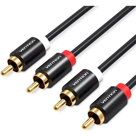Cabo Stereo Vention VAB-R06-B300/ 2x RCA Macho - 2x RCA Macho/ 3m/ Preto