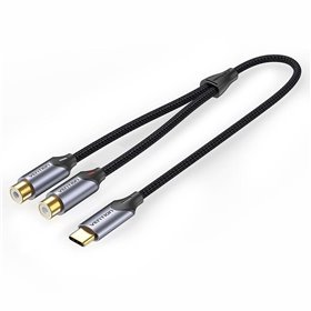 Cabo Conversor Vention BGVHG/ 2x RCA Fêmea - USB-C Macho/ 1.5m/ Cinza