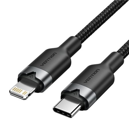 Cabo USB-C Lightning Vention LALBF/ USB-C Macho - Lightning Macho/ 27W/ 480Mbps/ 1m/ Preto