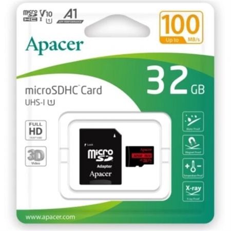 Cartão de memória Apacer microSD HC UHS-I de 32 GB com adaptador/ Classe 10/ 100 MBs