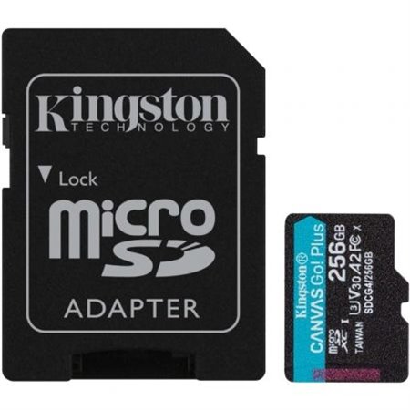 Cartão de memória Kingston CANVAS Go! Plus microSD XC de 256 GB com adaptador/Classe 10/200 MB