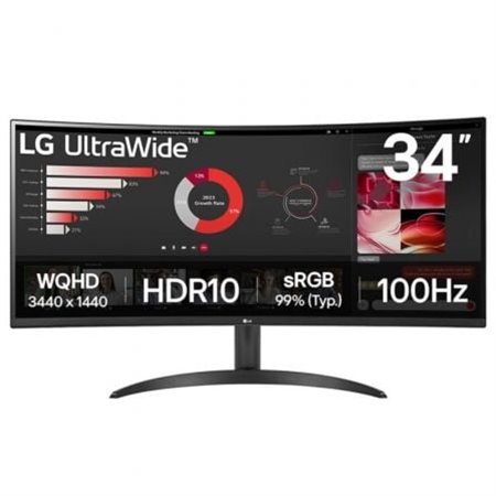 Monitor profissional ultra-amplo curvo LG 34WR50QK-B de 34"/ WQHD/ Preto