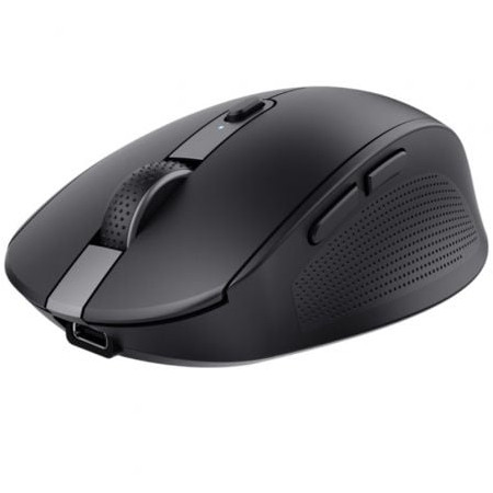 Mouse Bluetooth sem fio compacto Trust Ozaa/ Bateria recarregável/ Até 3200 DPI/ Preto