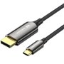 Cabo Conversor DisplayPort 8K Vention CRFBF, USB Tipo-C Macho - DisplayPort Macho, 1m, Preto