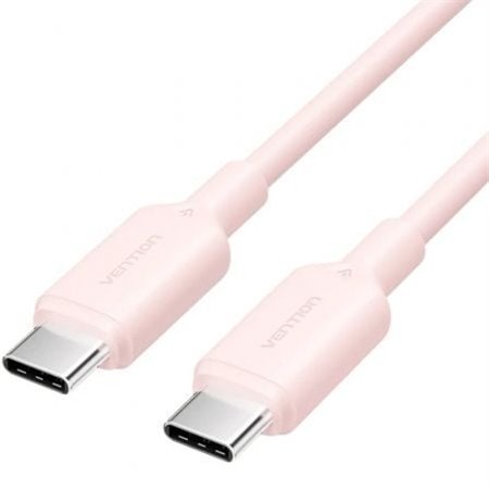 Cabo USB 2.0 Tipo-C 3A Vention TRCPF, USB Tipo-C Macho - USB Tipo-C Macho, Até 60W, 480Mbps, 1m, Rosa