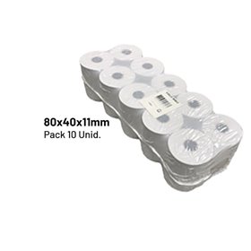 Rolo de Papel Térmico 80x40x11 V2 - Pack de 10 unidades