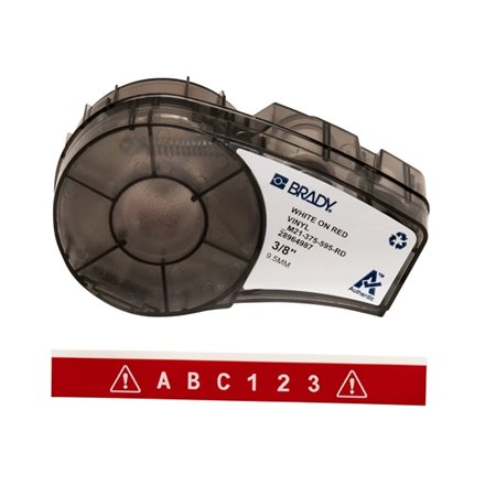 Brady M21-375-595-RD Fita de Etiquetas Original Vinil Texto Branco sobre Fundo Rojo Largura 9.53mm x 6,40m