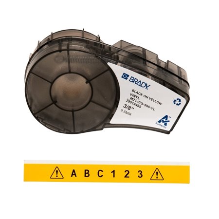 Brady M21-375-595-YL Fita de Etiquetas Original Vinil Texto Preto sobre Fundo Amarelo Largura 9.53mm x 6,40m