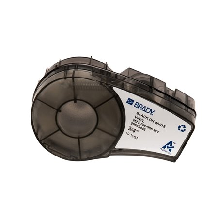 Brady M21-750-595-WT Fita de Etiquetas Original Vinil Texto Preto sobre Fundo Branco Largura 19,05mm x 6,4m