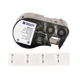 Brady M4-49-427 Fita de Etiquetas Original Vinil Autolaminável Texto Preto sobre Fundo Branco Largura 25,40mm x Alto 25,40mm