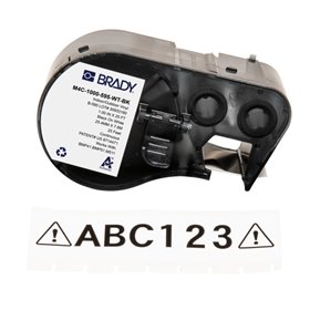 Brady M4C-1000-595-WT-BK Fita de Etiquetas Original Vinil Texto Preto sobre Fundo Branco Largura 25,40mm x 7,62m