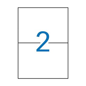 Pacote com 200 etiquetas retangulares Apli, 210x148mm - 100 folhas com 2 etiquetas cada - Adesivo permanente - Bordas retas - Br
