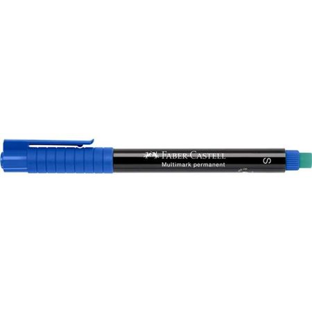 Marcador permanente Faber-Castell Multimark - Espessura da linha: 0,4 mm - Borracha integrada - Resistente à luz e à água - Azul