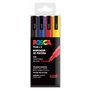 Conjunto de 4 Marcadores de Tinta Posca PC3M - Ponta Cônica de 0,9 a 1,3 mm - Tinta à Base de Água - Resistente à Luz - Não Perm