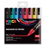 Conjunto de 8 Marcadores de Tinta Posca PC-5M/8C - Ponta de Poliéster de 1,8 a 2,5 mm - Tinta à Base de Água - Resistente à Luz 