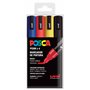 Conjunto de 4 Marcadores de Tinta Posca PC-5M - Ponta de 1,8 a 2,5 mm - Tinta à base de água - Não permanente - Resistente à luz