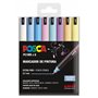 Conjunto de 8 Marcadores de Tinta Posca PC1MR - Ponta de Fibra Roller de 0,7 mm - Tinta Pigmentada à Base de Água - Resistente à