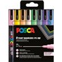 Conjunto de 8 Marcadores de Tinta Posca PC3M - Ponta Cônica de 0,9 a 1,3 mm - Tinta à Base de Água - Resistente à Luz - Ideal pa