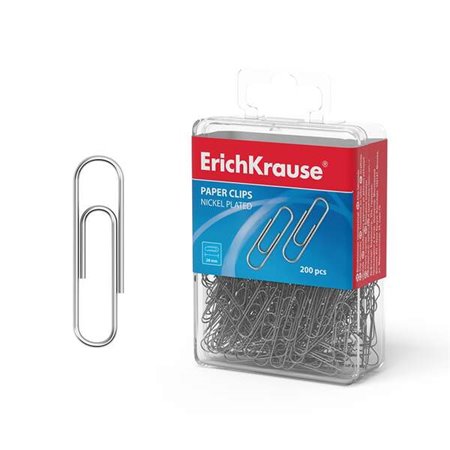 Erichkrause Caixa com 200 Presilhas Metálicas Niqueladas de 28mm - Alta Resistência e Durabilidade - Resistente à Corrosão - Cor