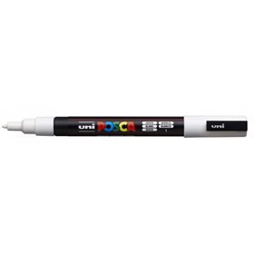Marcador de tinta Posca PC-3M - Ponta cônica de poliéster de 0,9 a 1,3 mm - Tinta à base de água - Resistente à luz - Branco