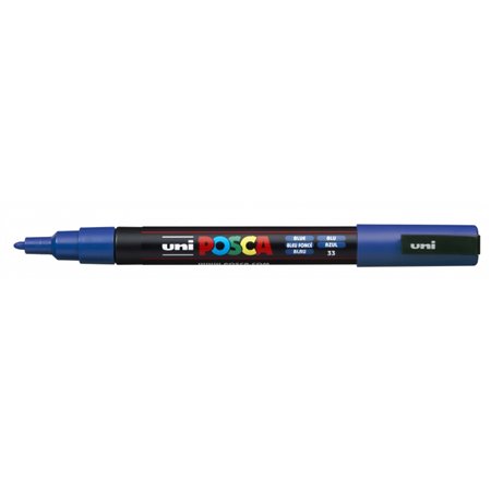 Marcador de tinta Posca PC-3M - Ponta cônica de 0,9 a 1,3 mm - Tinta à base de água - Resistente à luz - Não permanente - Azul