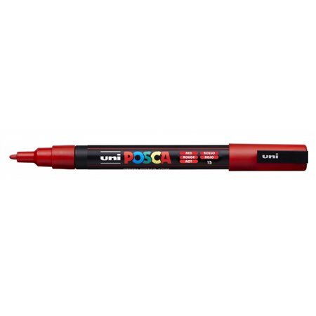 Marcador de tinta Posca PC-3M - Ponta cônica de 0,9 a 1,3 mm - Tinta à base de água - Resistente à luz - Não permanente - Vermel