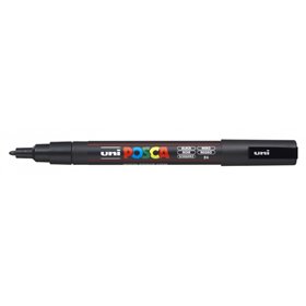 Marcador de tinta Posca PC-3M - Ponta cônica de poliéster de 0,9 a 1,3 mm - Tinta à base de água - Resistente à luz - Preto