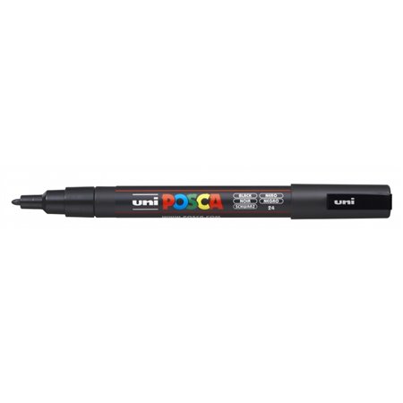 Marcador de tinta Posca PC-3M - Ponta cônica de poliéster de 0,9 a 1,3 mm - Tinta à base de água - Resistente à luz - Preto
