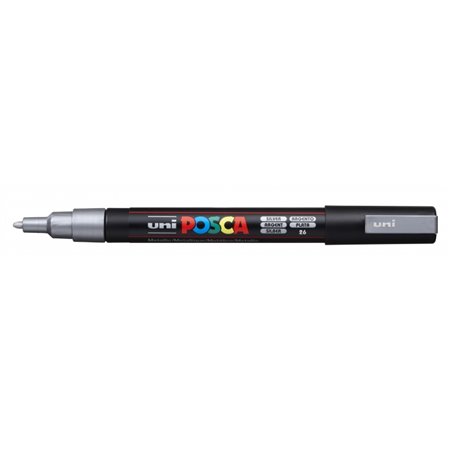 Marcador de tinta Posca PC-3M - Ponta cônica de poliéster de 0,9 a 1,3 mm - Tinta à base de água - Resistente à luz - Prata