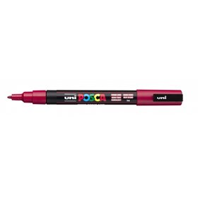 Marcador Posca PC-3M - Ponta cônica de 0,9 a 1,3 mm - Tinta à base de água - Resistente à luz - Vermelho escuro