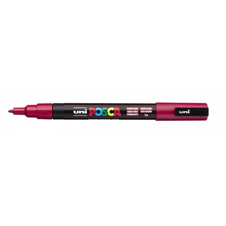 Marcador Posca PC-3M - Ponta cônica de 0,9 a 1,3 mm - Tinta à base de água - Resistente à luz - Vermelho escuro