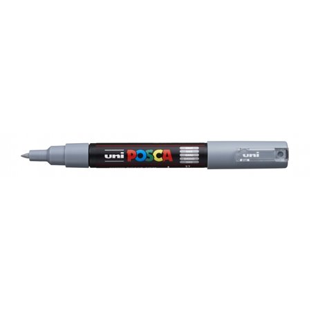 Marcador de tinta Posca PC-1M - Ponta cônica de 0,7 mm - Tinta à base de água - Resistente à luz - Cinza