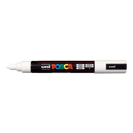 Marcador de tinta Posca PC-5M - Ponta redonda de 1,8 a 2,5 mm - Tinta à base de água - Resistente à luz - Branco