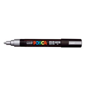 Marcador de tinta Posca PC-5M - Ponta de poliéster de 1,8 a 2,5 mm - Tinta à base de água - Resistente à luz - Prata