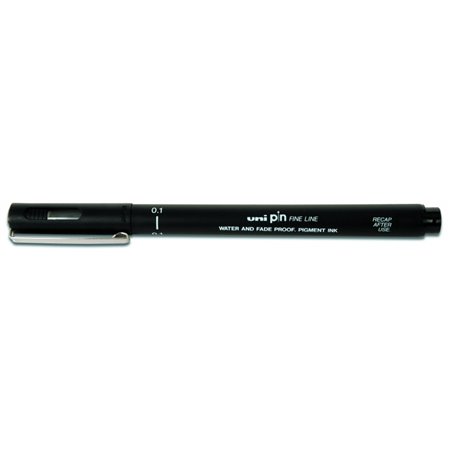 Marcador calibrado Uni-ball PIN01-200(S) - Ponta de poliacetal de 0,1 mm - Tinta pigmentada resistente à água e à luz - Preto