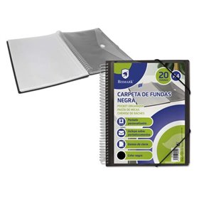 Pasta Bismark com 20 folhas transparentes - Formato A4 - Inclui envelope para documentos - Fecho elástico