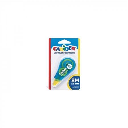 Fita Corretiva Carioca 8m x 5mm - Ideal para qualquer tipo de papel - Branca